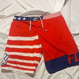 Fox Men's Red & Navy American Flag Swim Board Shorts